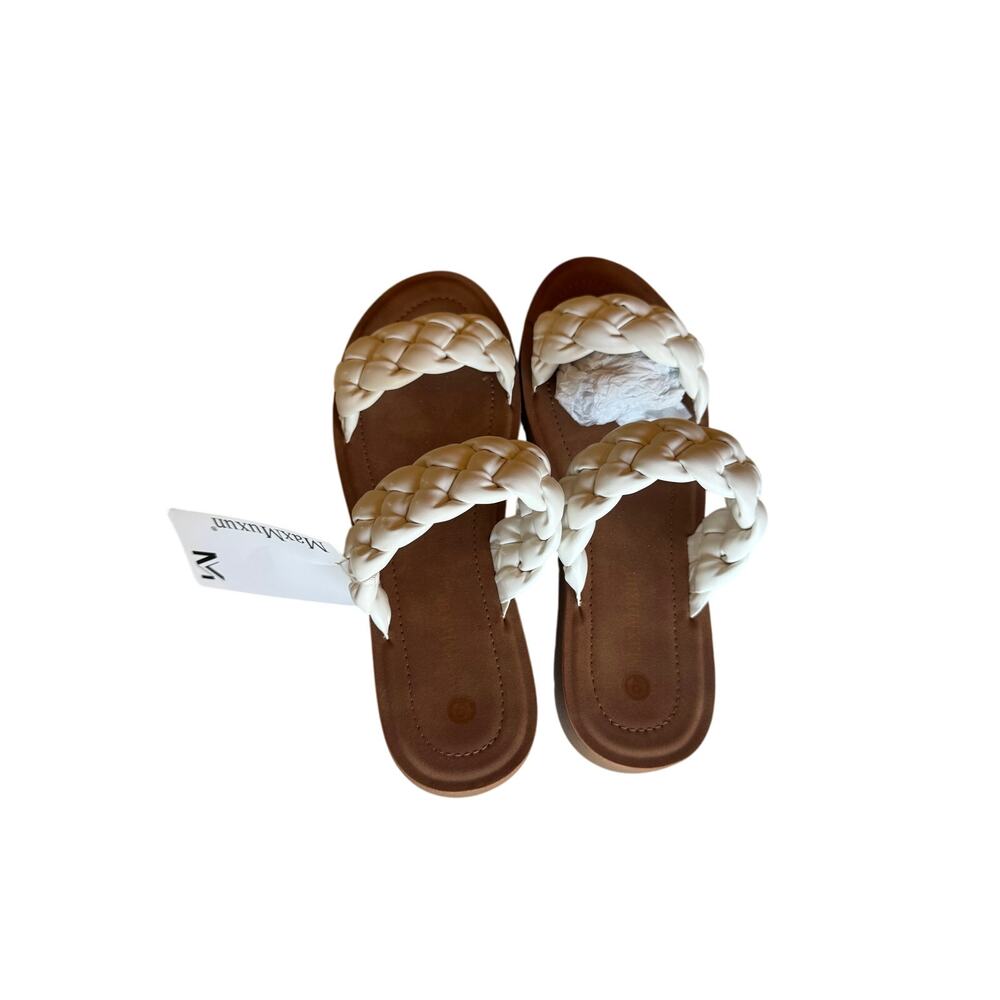 NWT MaxMuxun White‎ braided sandal Size 9